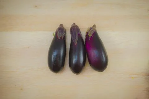 Eggplant placed on the table Stock Photos