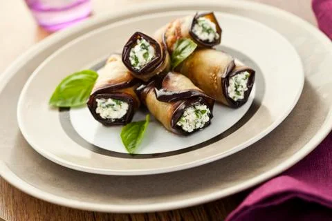 Eggplant rolls Stock Photos