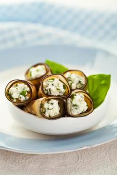 Eggplant rolls Stock Photos