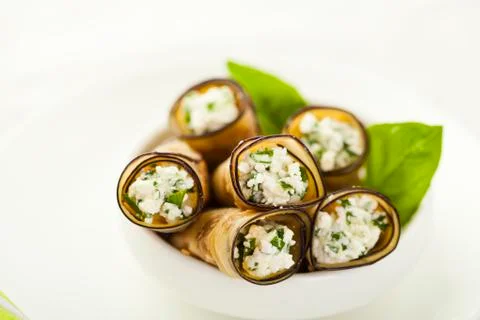Eggplant rolls Stock Photos