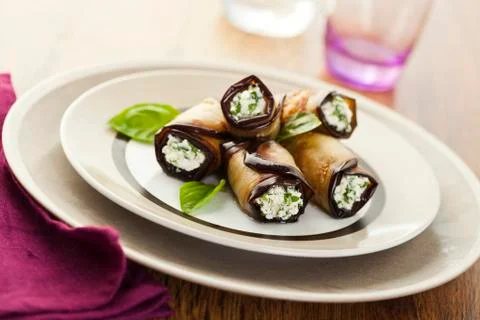 Eggplant rolls Stock Photos