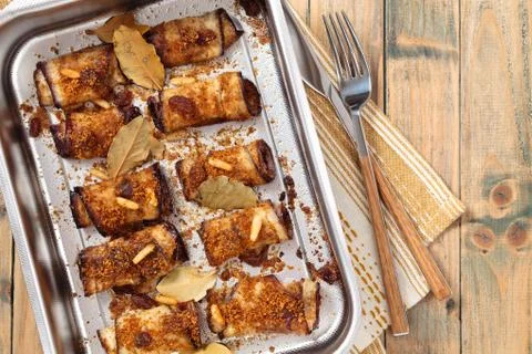 Eggplant rolls. Stock Photos