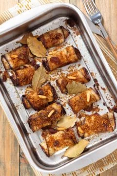 Eggplant rolls. Stock Photos