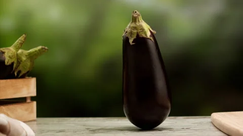 Eggplant rotating in slow motion Stock Footage 156752290