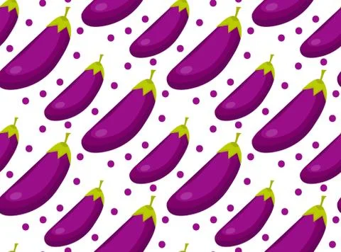 Eggplant seamless pattern. Aubergine endless background, texture. Vegetable.. 스톡 일러스트