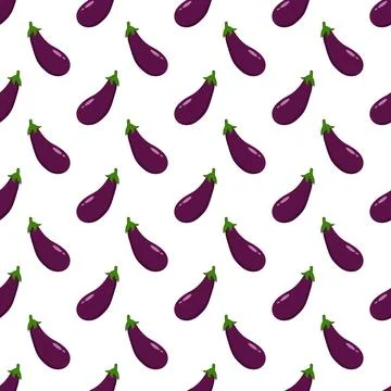 Eggplant seamless pattern on white background Illustrazione stock