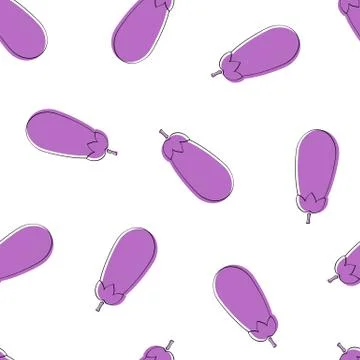 Eggplant seamless vegetable pattern vector design Stock Illustration