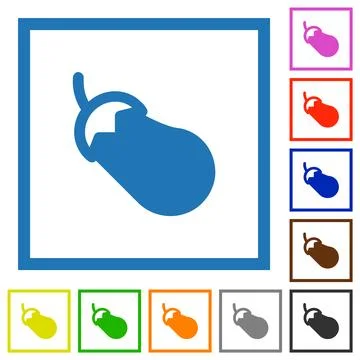 Eggplant solid flat framed icons Illustrazione stock