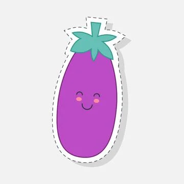 Eggplant sticker Stock Illustration