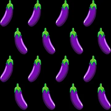 Eggplant stock vector seamless pattern on black background Stock-Illustration