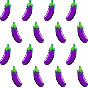 Eggplant stock vector seamless pattern on white background Stock Illustration