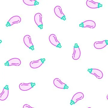 Eggplant tasty vector seamless pattern Stock Illustration