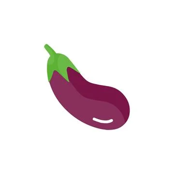 Eggplant vegetable icon. Flat cartoon aubergine isolated on white background Stock Illustration