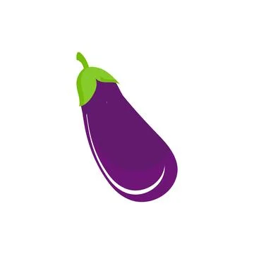 Eggplant vegetable icon. Flat cartoon aubergine isolated on white background Stock Illustration