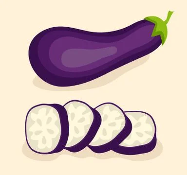 Eggplant, Vegetable Isolated Set. Vector Illustration, eps 10 Stock Illustration