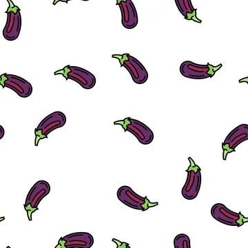 Eggplant vegetable vector seamless pattern Stock Illustration