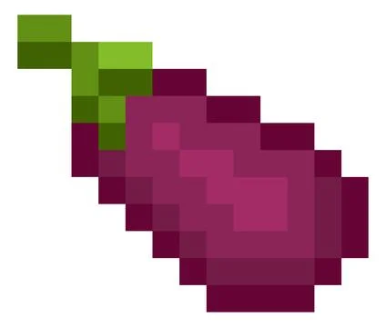 Eggplant Vegetables Pixel Art Icon Design Stock Illustration