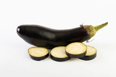 The eggplant on white background Stock Photos