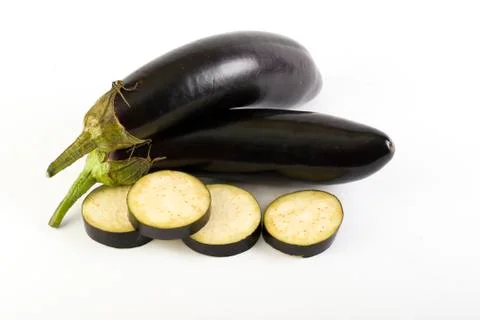 The eggplant on white background. Stock Photos