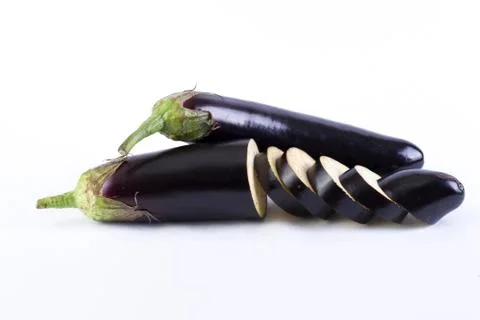 The eggplant on white background. Stock Photos