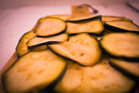 Eggplants counted on table 스톡 사진