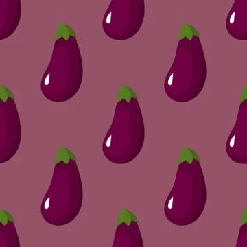 Eggplants purple seamless pattern. Vector illustration Stock Illustration