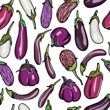 Eggplants seamless pattern Stock Illustration