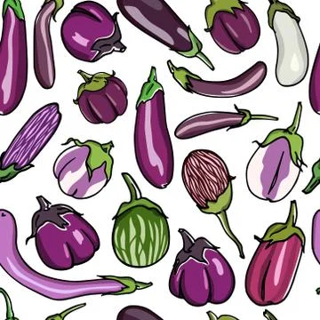 Eggplants seamless pattern Stock Illustration