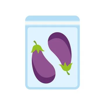 Eggplants storing in plastic zip lock bag Stock Illustration