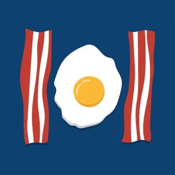 Eggs and bacon on blue background Stock Illustration