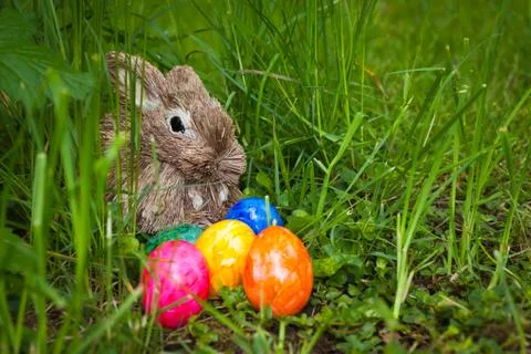 Eggs and easter bunny Stock Photos