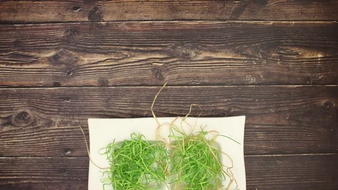 Eggs and Easter decoration on the Deck - Stop motion Stock-Footage 104645130