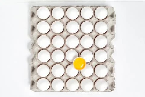 Eggs and egg tray as a background Stock Photos