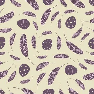 Eggs and feathers Easter seamless pattern Illustrazione stock
