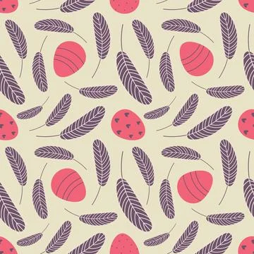 Eggs and feathers Easter seamless pattern. 스톡 일러스트