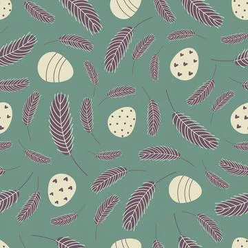 Eggs and feathers Easter seamless pattern Illustrazione stock