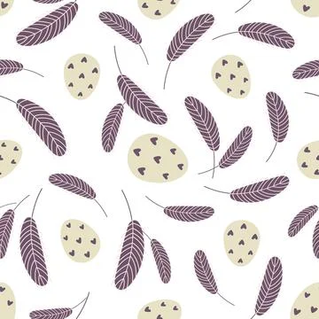 Eggs and feathers Easter seamless pattern Illustrazione stock