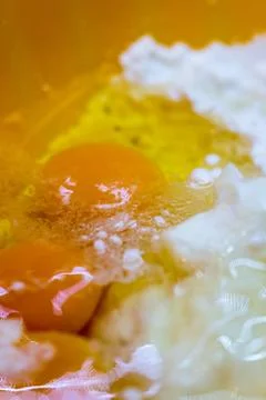 Eggs and flour Stock Photos
