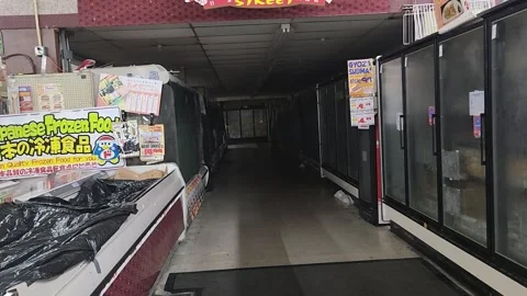 Eggs and other grocery shelves go dark due to power outage on August 16, 2026 库存影片 342575845