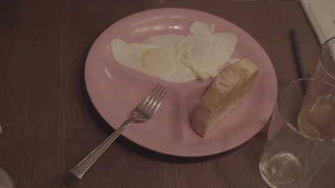 Eggs and Toast and a Balancing Fork 4k S-Log Stock Footage 107799055