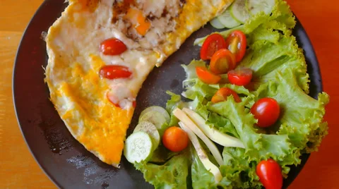 Eggs and Vegetables Frittata for Breakfast Stock Footage
