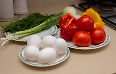 Eggs and vegetables Foto stock