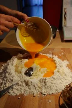 Eggs and wheat: base for making pasta Stock Photos