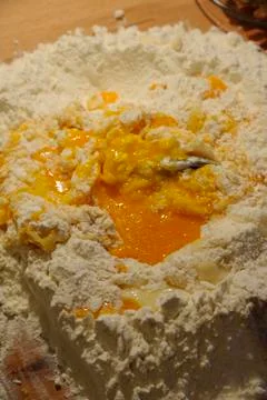 Eggs and wheat: base for making pasta Stock Photos