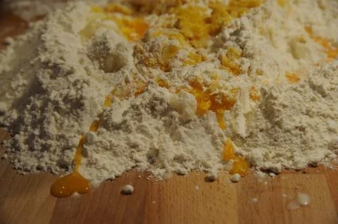 Eggs and wheat: base for making pasta Stock Photos
