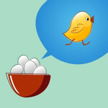 Eggs are thinking that they will become chickens Stock Illustration