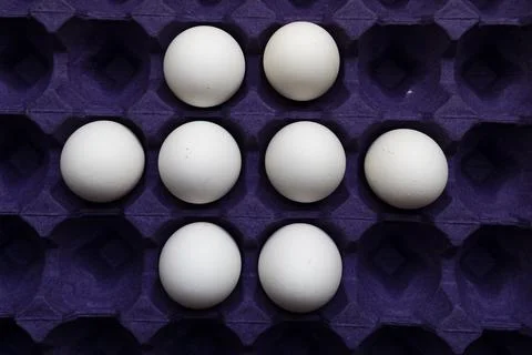 Eggs arranged in geometric patterns 스톡 사진