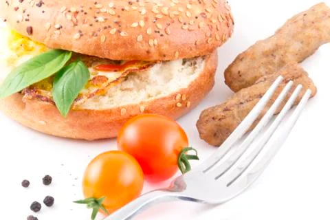 Eggs bagel Stock Photos