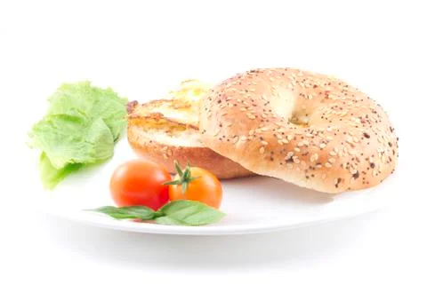 Eggs bagel Stock Photos