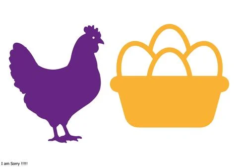 Eggs on the basket with chicken silhouette vector Stock Illustration